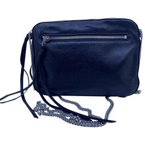 Allsaints Fleur De Lis Black Soft Leather Cross Body Bag